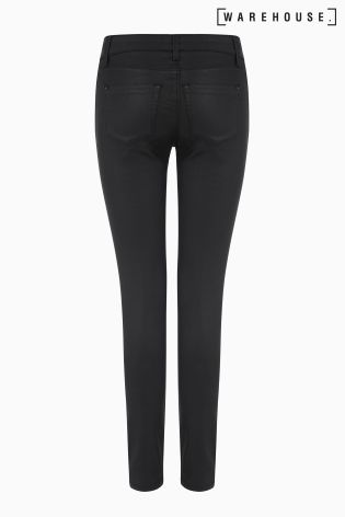 Warehouse Black Coated Ultra Skinny Cut Jean